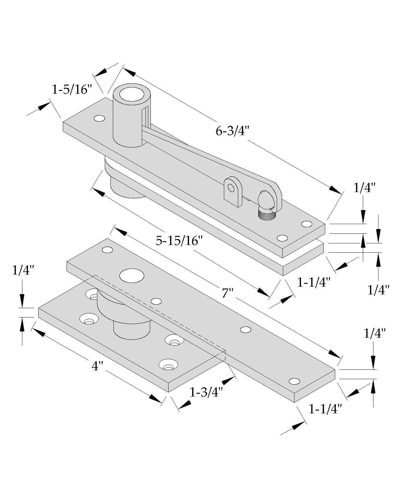 ABH 0370 Center Hung Pivot w/ 0340 Top Pivot