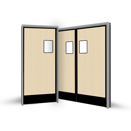 Eliason - ENG1, High Pressure Laminate Light Duty Traffic Door, 8" Thermoplastic Scuff Plates, Hidden Hardware