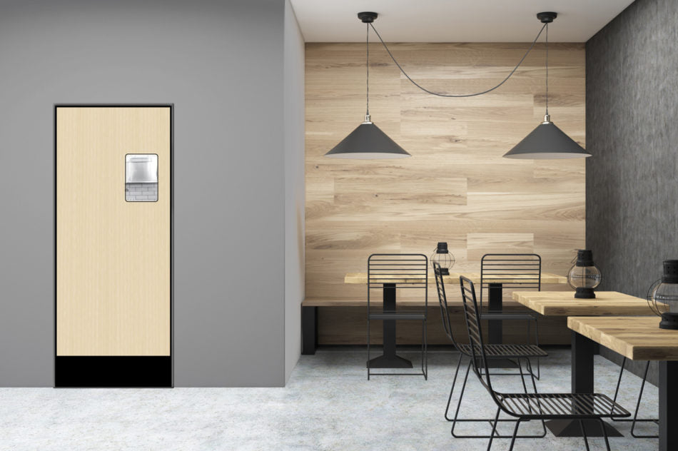 Eliason - ENG1, High Pressure Laminate Light Duty Traffic Door, 8" Thermoplastic Scuff Plates, Hidden Hardware