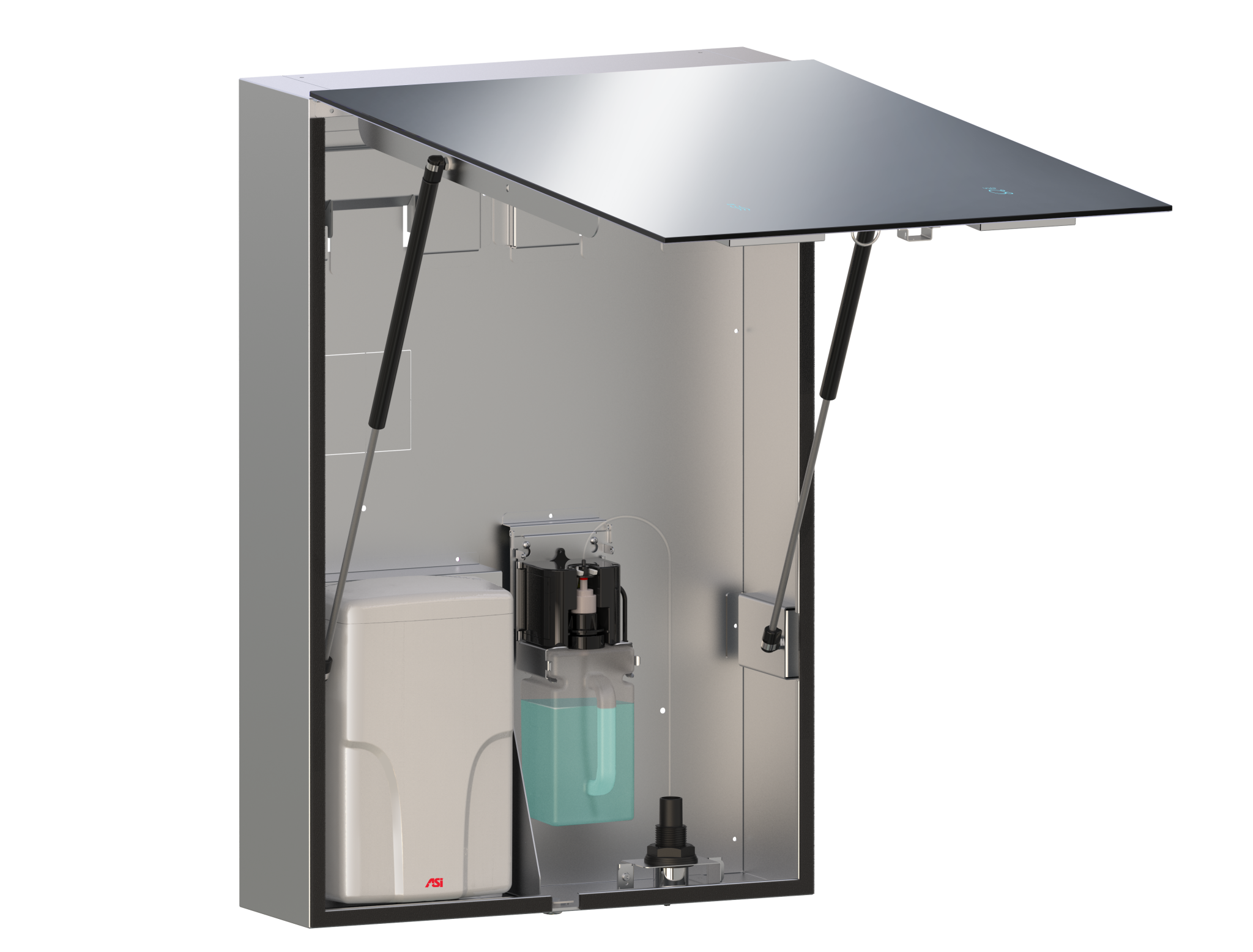 Velare™ BTM System – Stainless Steel Cabinet With Frameless Mirror, Foam Soap and towel dispenser / hand dryer - various styles