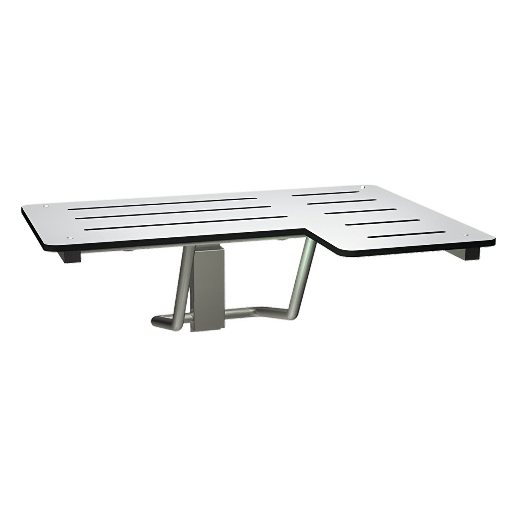 Folding Shower Seat  - L-Shaped, Left Hand, ADA - Solid Phenolic, White - 33"W - ASI 10-8206-L