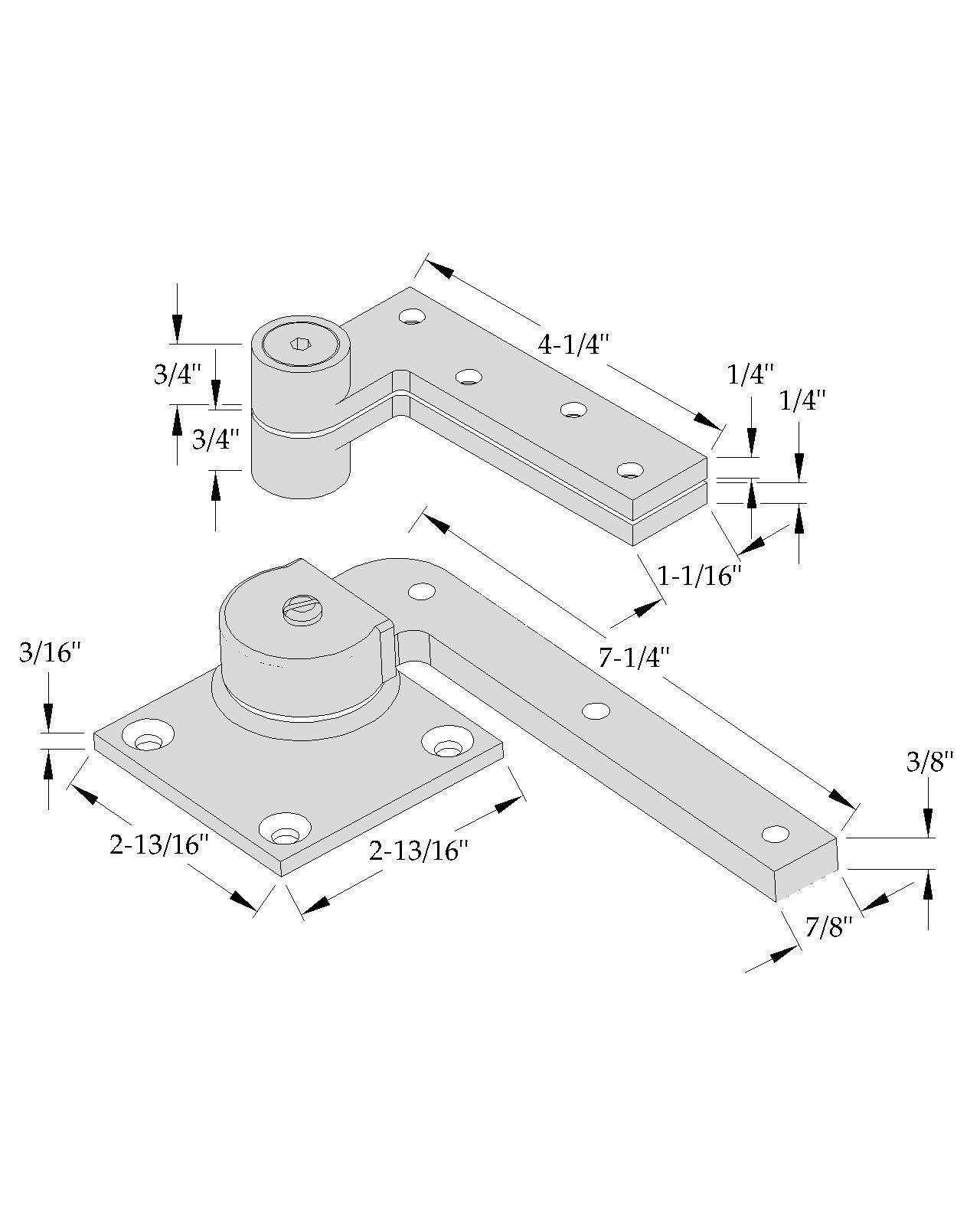 ABH 0117 3/4" Offset Pivot Set w/ 0180 Top Pivot