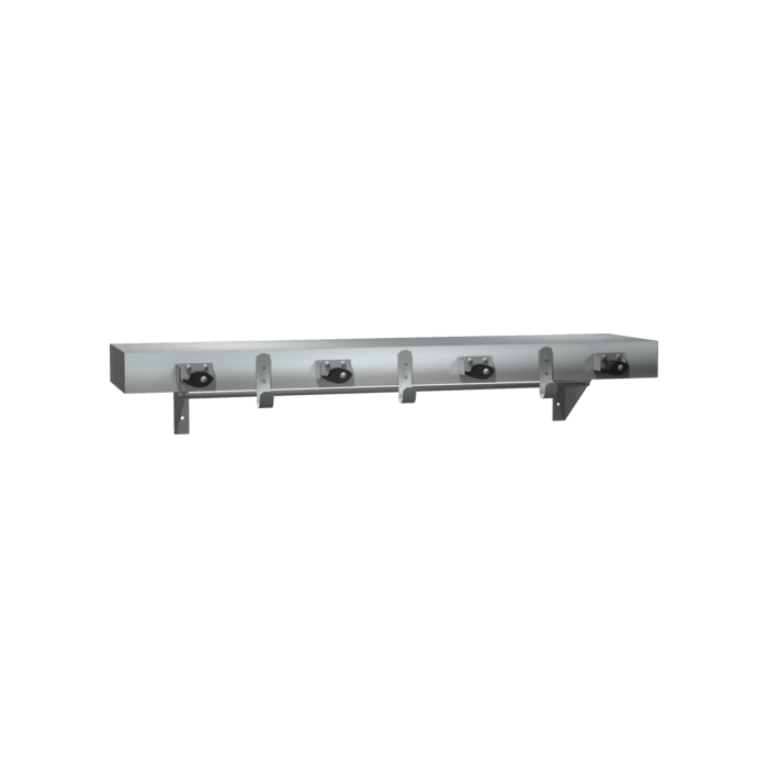 ASI - 10-1315-4 - Shelf/Utility Hook & Mop Strip w/ Drying Rod - 3 Hooks, 4 Holders - 36"L - Surface Mounted