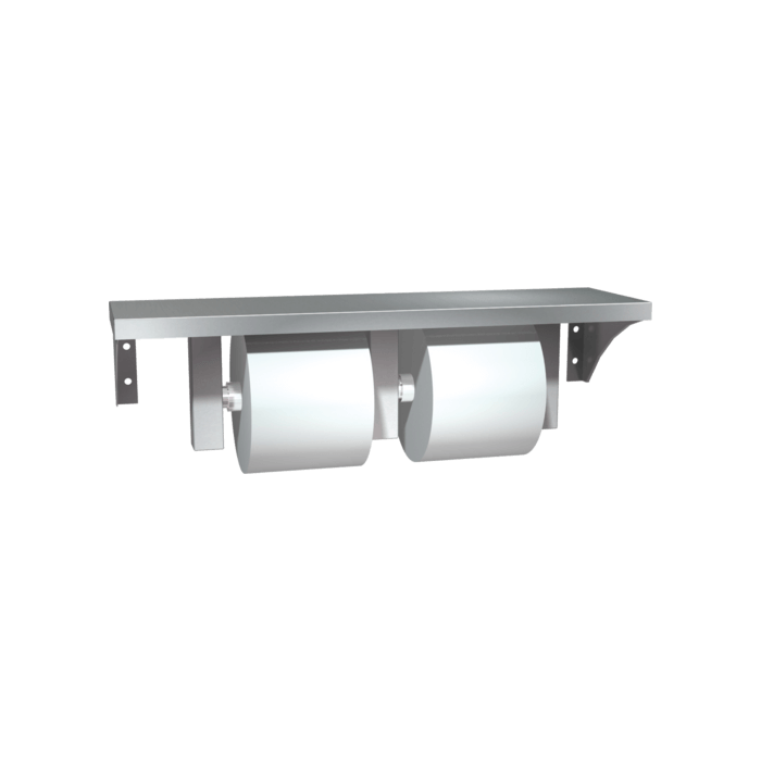 Shelf w/ Double Toilet Tissue Holder Stainless Steel - Surface Mounted - 10-0697-GAL