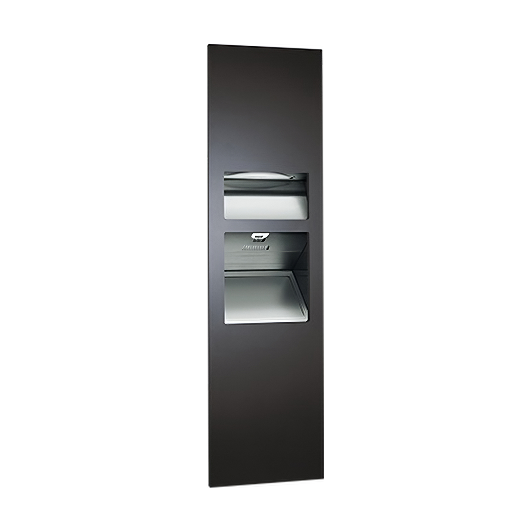 Piatto™ - Fully Recessed 3-in-1 Paper Disp. & Waste Receptacle + High-Speed Hand Dryer - (208-240V) - Matte Black Phenolic Door - ASI 10-64672-2-41